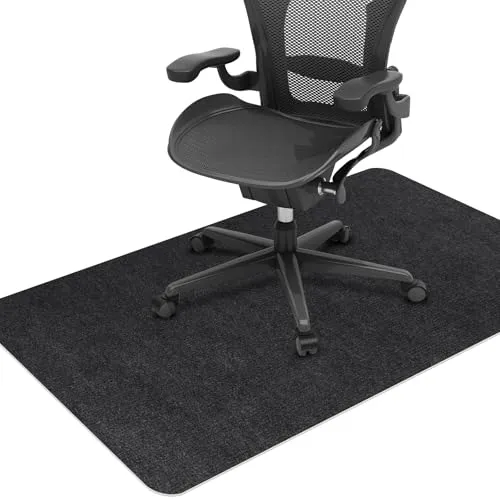 Bodenschutzmatte Bürostuhl Unterlage 140x90cm, Kratzfeste Schreibtischstuhl Unterlage für Parkett und Hartböden wie Laminat & Fliesen, rutschfeste Stuhlunterlage aus Polyester, Dunkelgrau