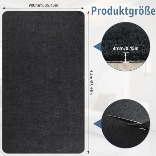 Bodenschutzmatte Bürostuhl Unterlage 140x90cm, Kratzfeste Schreibtischstuhl Unterlage für Parkett und Hartböden wie Laminat & Fliesen, rutschfeste Stuhlunterlage aus Polyester, Dunkelgrau