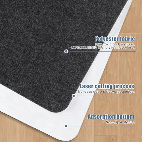 Bodenschutzmatte Bürostuhl Unterlage 140x90cm, Kratzfeste Schreibtischstuhl Unterlage für Parkett und Hartböden wie Laminat & Fliesen, rutschfeste Stuhlunterlage aus Polyester, Dunkelgrau