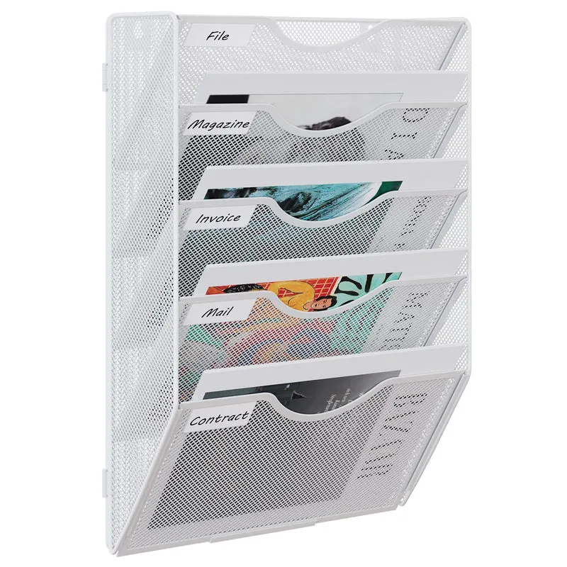 EasyPAG 5 Fächer Zusammensetzen Metall A4 Zeitschriftenhalter Wand Zeitschriften Wandhalter Aktenablage Dokumentenhalter Hängend Magazin Organizer Flyerhalter Prospektspender,Weiß