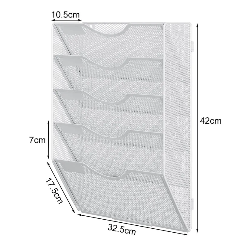 EasyPAG 5 Fächer Zusammensetzen Metall A4 Zeitschriftenhalter Wand Zeitschriften Wandhalter Aktenablage Dokumentenhalter Hängend Magazin Organizer Flyerhalter Prospektspender,Weiß
