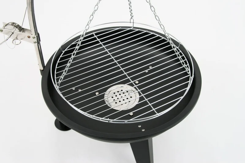 BBQ-Toro Schwenkgrill Ø 64 cm | Holzkohlegrill mit Feuerschale | Dreibein für Gulaschkessel | Grillrost Ø 54 cm, Grillgestell mit Feuerwanne, mit Kurbel, Kohlegrill