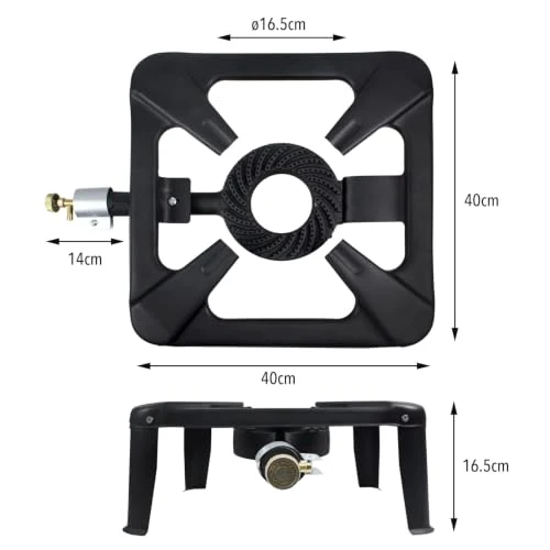 BACOENG Hockerkocher Gas 10KW, Campingkocher Inklusive 1.5 m Schlauch und 50 mbar Druckregler