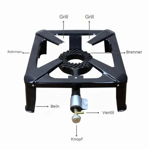 BACOENG Hockerkocher Gas 10KW, Campingkocher Inklusive 1.5 m Schlauch und 50 mbar Druckregler