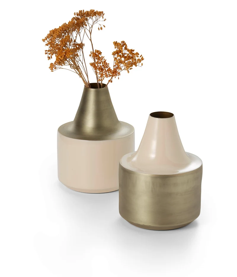 Philippi 'Barbados Vase weiß, messing Stahl, emailliert, antik-messing beschichtet'