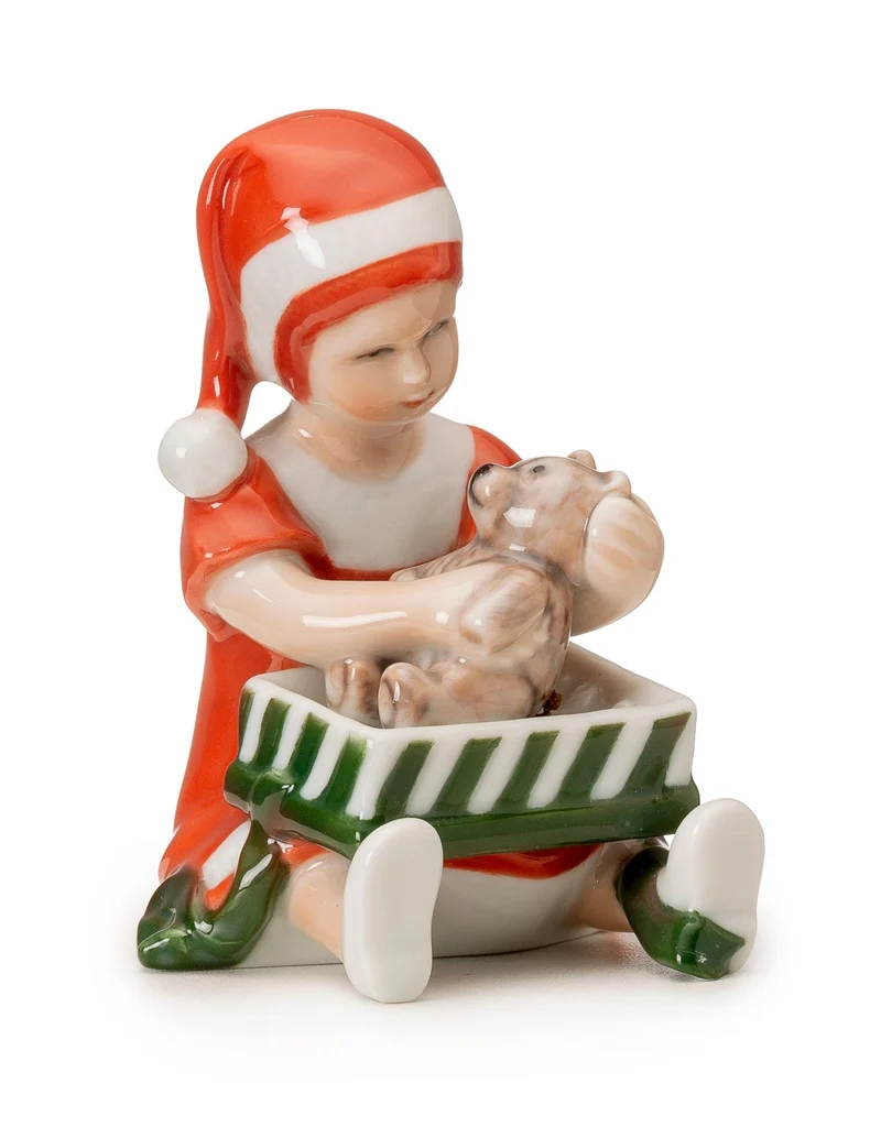 Royal Copenhagen Weihnachten 'Elsa beim Öffnen des Mini-Geschenks - rot'
