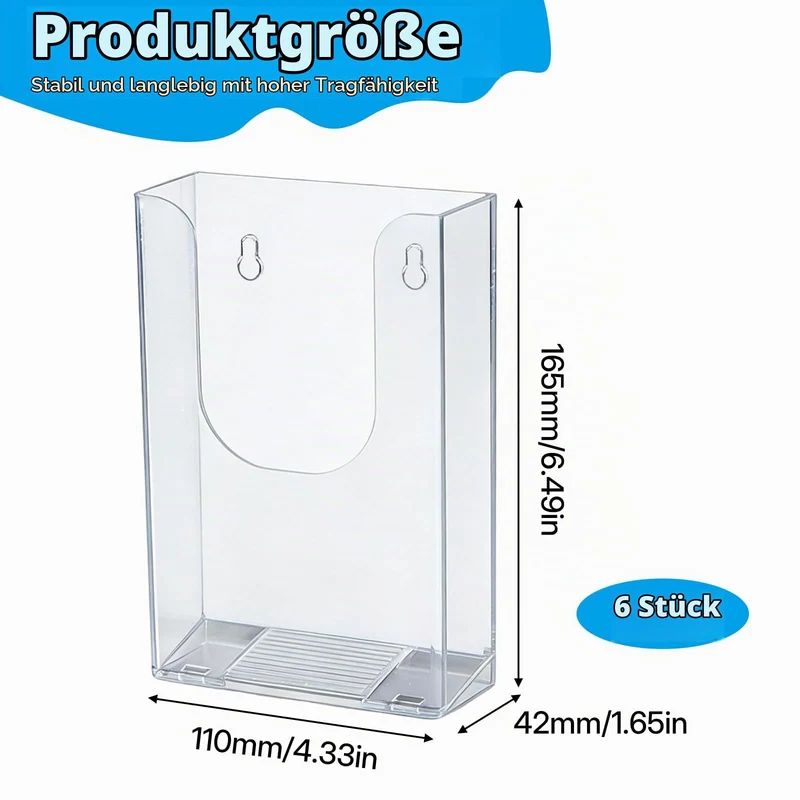 YUDAWN 6 Stück Wandprospekthalter A6, Flyerhalter zur Wandmontage Transparenter Acryl Prospekthalter Wand Prospektständer Zeitschriftenhalter für Büro Schule Restaurant Rezeption