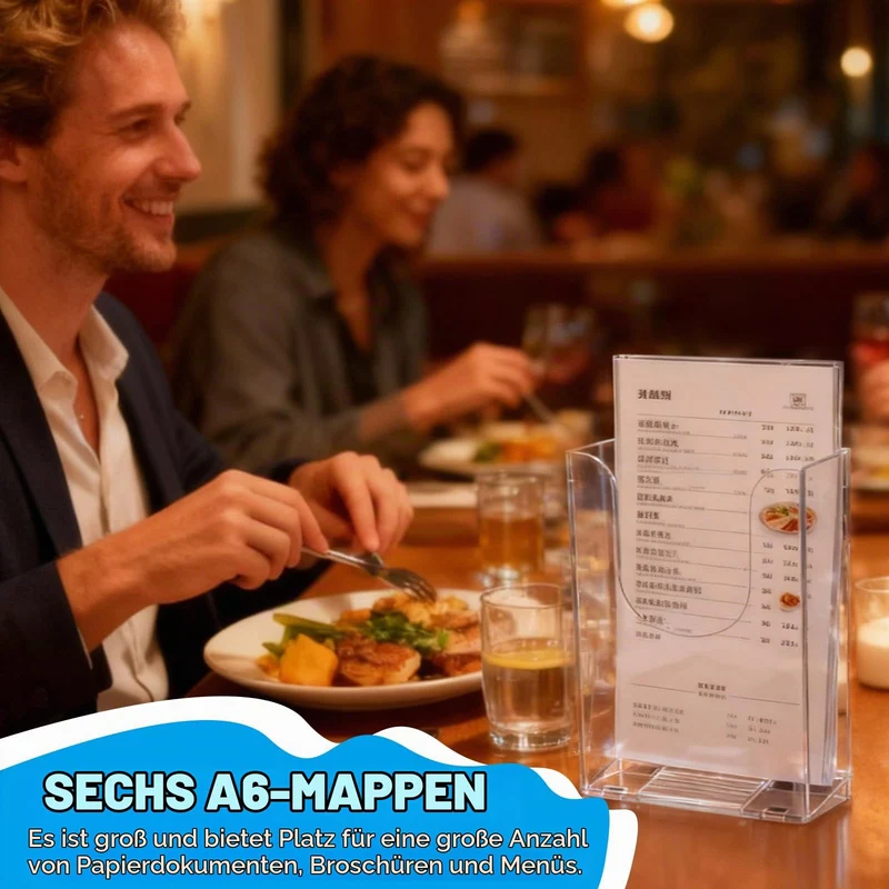 YUDAWN 6 Stück Wandprospekthalter A6, Flyerhalter zur Wandmontage Transparenter Acryl Prospekthalter Wand Prospektständer Zeitschriftenhalter für Büro Schule Restaurant Rezeption