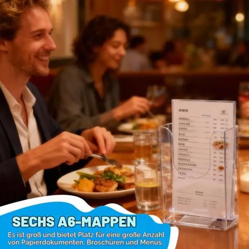 YUDAWN 6 Stück Wandprospekthalter A6, Flyerhalter zur Wandmontage Transparenter Acryl Prospekthalter Wand Prospektständer Zeitschriftenhalter für Büro Schule Restaurant Rezeption