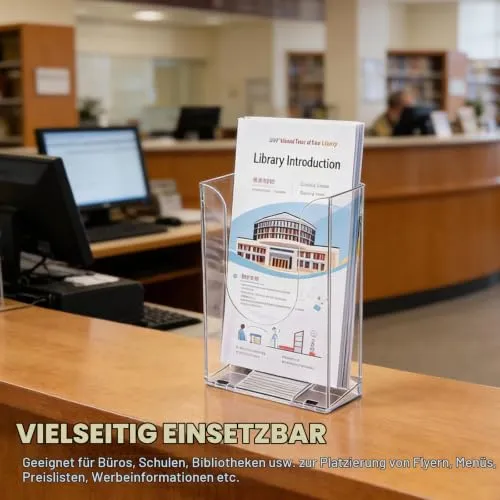 YUDAWN 6 Stück Wandprospekthalter A6, Flyerhalter zur Wandmontage Transparenter Acryl Prospekthalter Wand Prospektständer Zeitschriftenhalter für Büro Schule Restaurant Rezeption