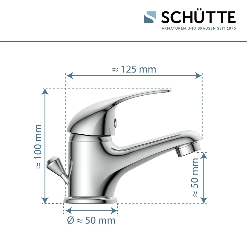 SCHÜTTE ATHOS PLUS Waschtischarmatur, Waschbeckenarmatur für Ihr Badezimmer, Mischbatterie Waschbecken, Chrom