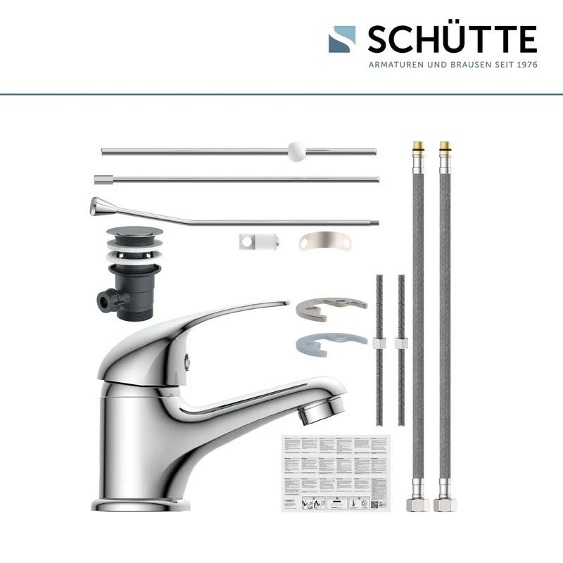 SCHÜTTE ATHOS PLUS Waschtischarmatur, Waschbeckenarmatur für Ihr Badezimmer, Mischbatterie Waschbecken, Chrom