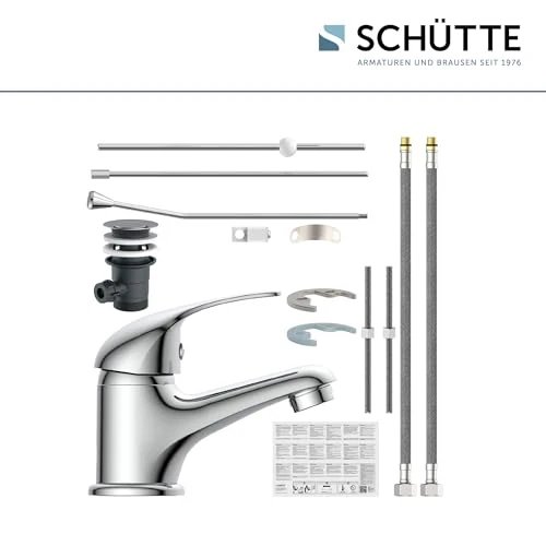 SCHÜTTE ATHOS PLUS Waschtischarmatur, Waschbeckenarmatur für Ihr Badezimmer, Mischbatterie Waschbecken, Chrom