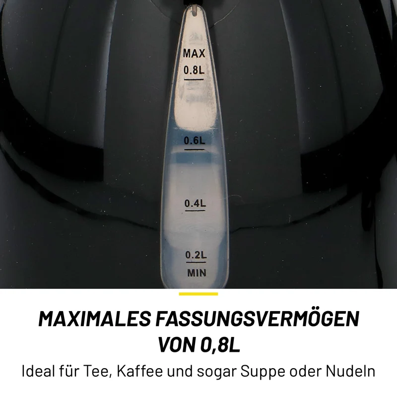 Dunlop Reise-Wasserkocher 0,8L - 24V Wasserkocher für LKW und Wohnmobil - mit Zigarettenanzünder-Stecker, automatischer Abschaltung und Trockenkochschutz - Kunststoff - Schwarz