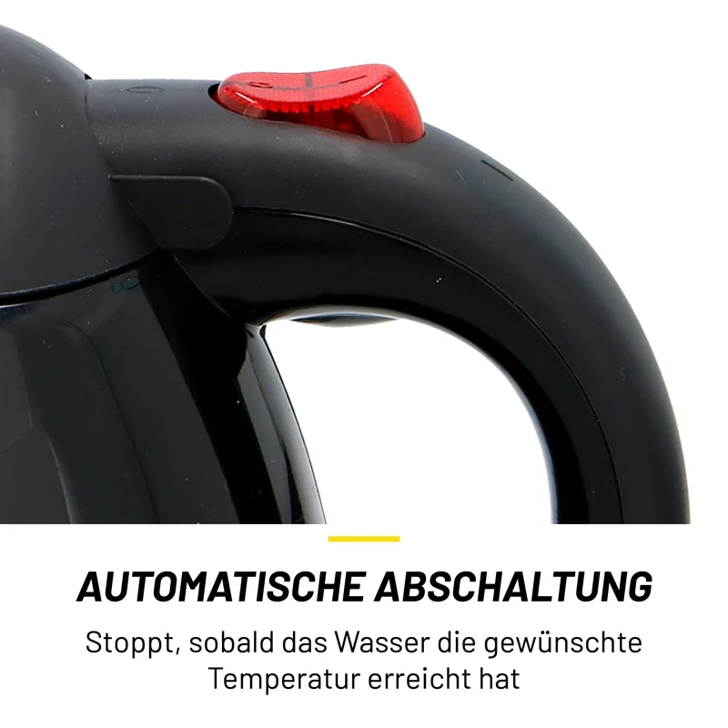 Dunlop Reise-Wasserkocher 0,8L - 24V Wasserkocher für LKW und Wohnmobil - mit Zigarettenanzünder-Stecker, automatischer Abschaltung und Trockenkochschutz - Kunststoff - Schwarz