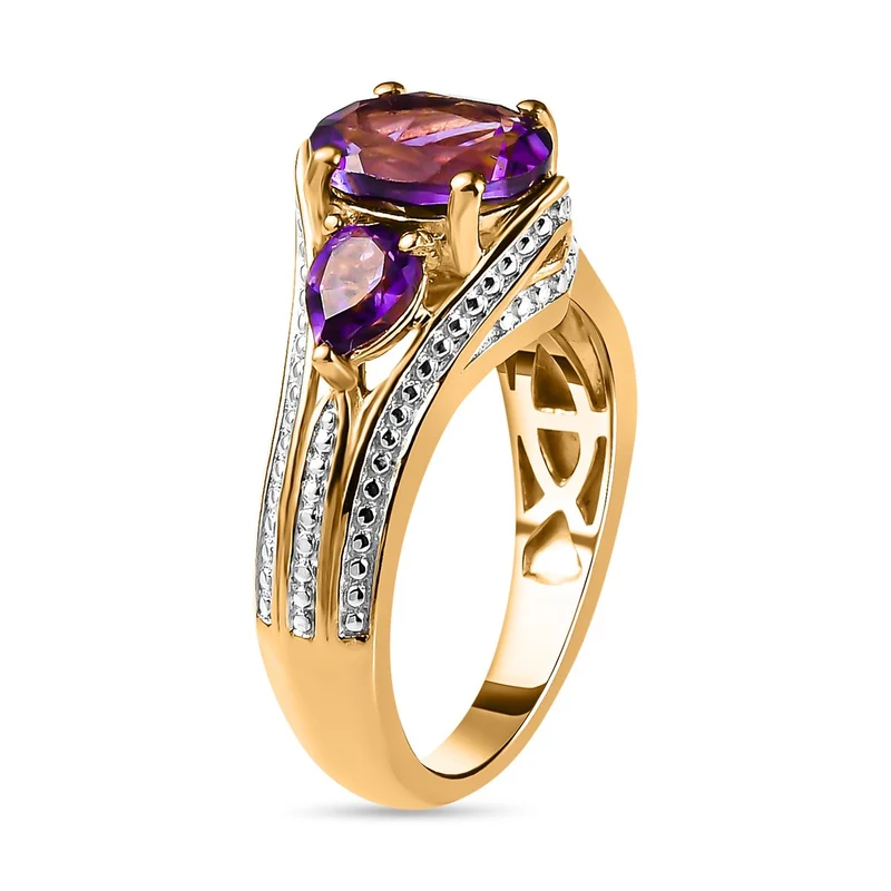 GP Spezial Kollektion - Lusaka Amethyst Ring, 925 Silber Gelbgold Vermeil ca. 2.23 ct