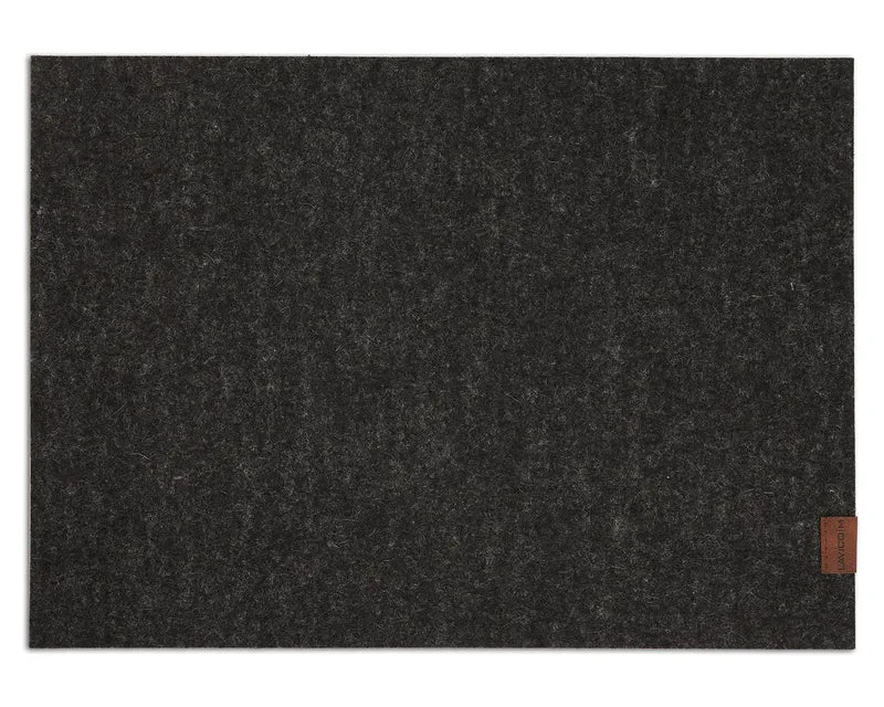 Tischset aus Filz, Weiche Tischunterlage & Tischmatte aus Natur-Wollfilz, Merinowolle Platzset, Anthrazit, Hellgrau meliert, Senfgelb, Lagune – 32 x 44 cm