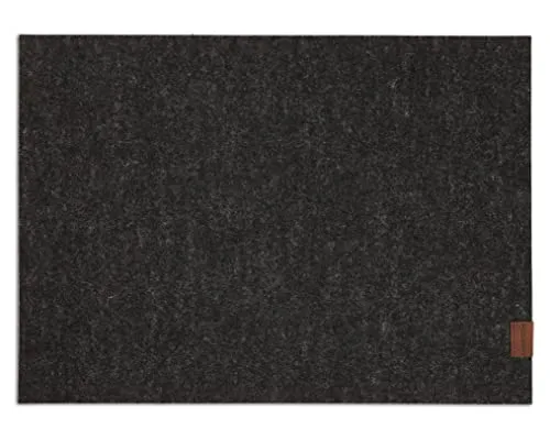 Tischset aus Filz, Weiche Tischunterlage & Tischmatte aus Natur-Wollfilz, Merinowolle Platzset, Anthrazit, Hellgrau meliert, Senfgelb, Lagune – 32 x 44 cm