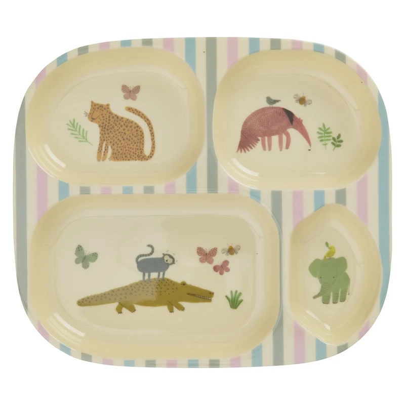 rice - Kinder Teller mit 4 Aufteilungen Sweet Jungle Print