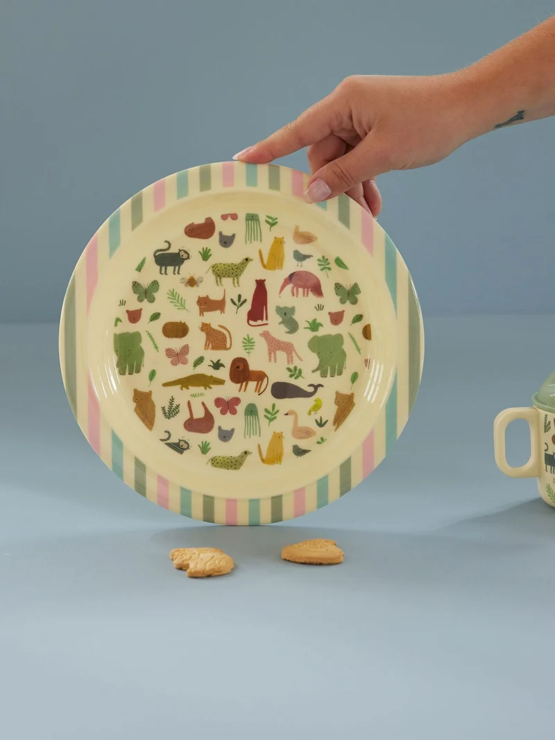 rice - Kinder Lunch Teller mit süßem Dschungel-Print, 22cm