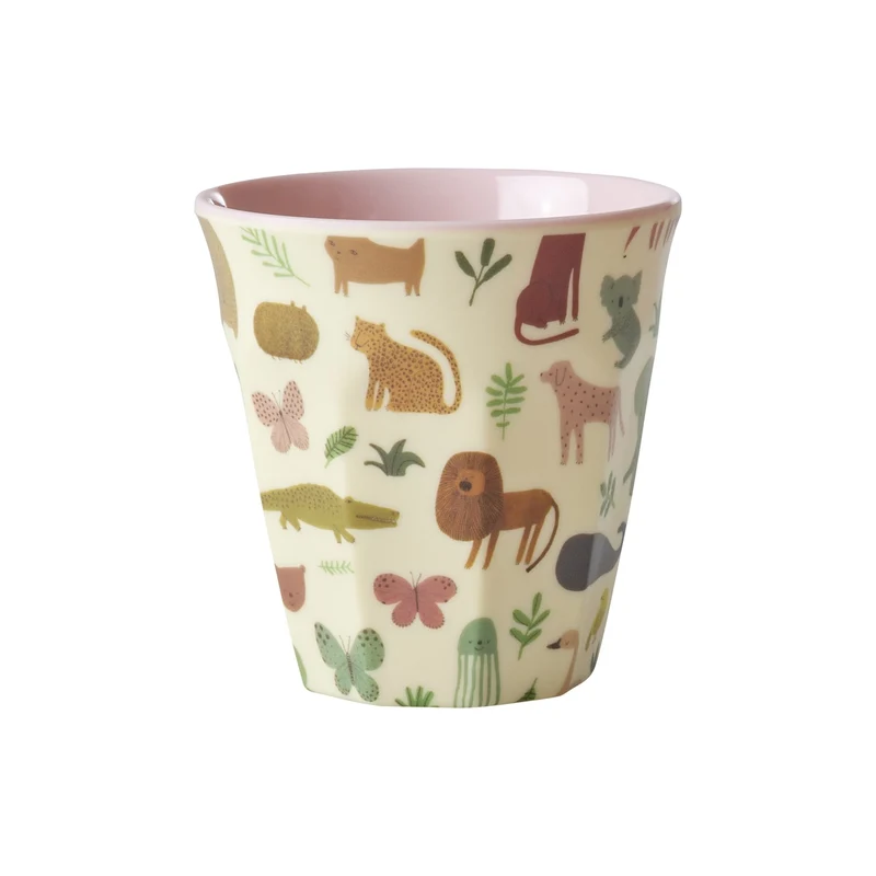 rice - Kindertasse mit süßem Dschungeldruck - Rosa - klein, 160ml