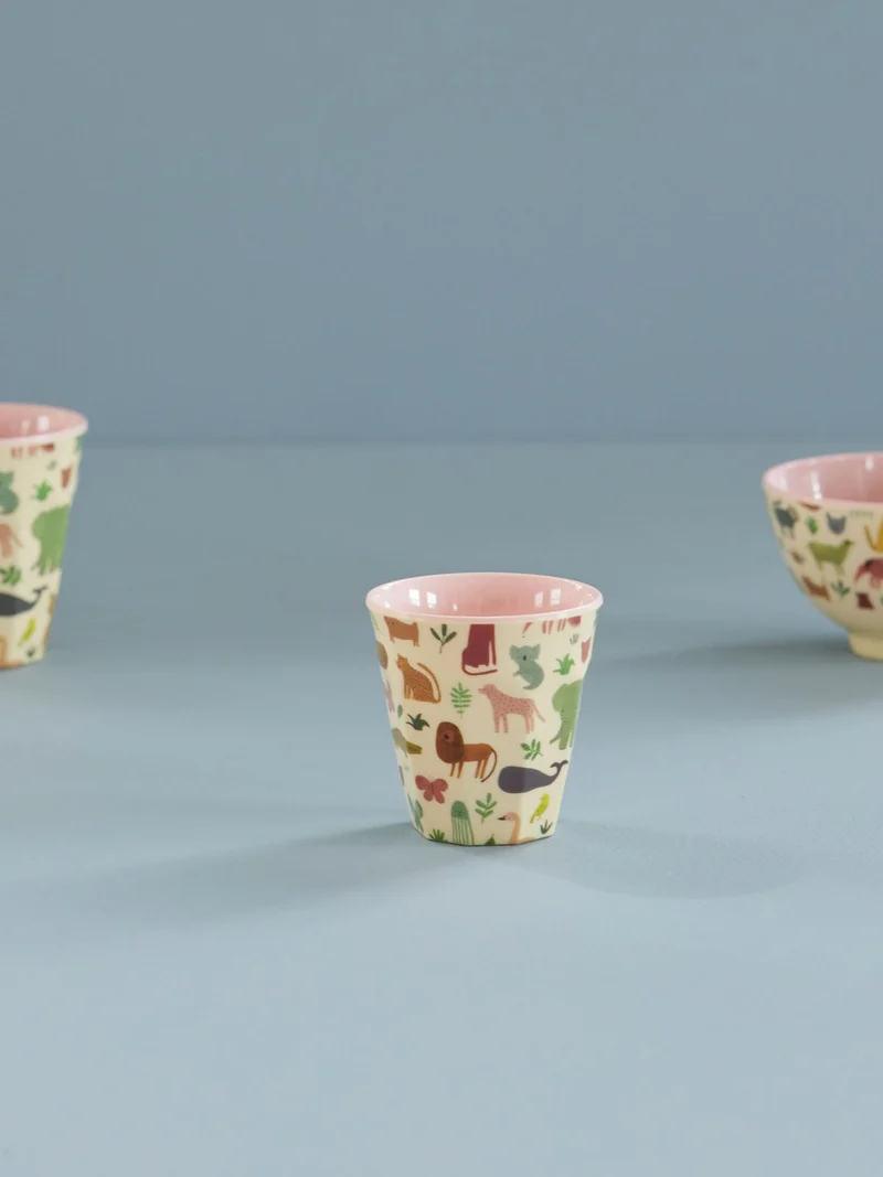 rice - Kindertasse mit süßem Dschungeldruck - Rosa - klein, 160ml
