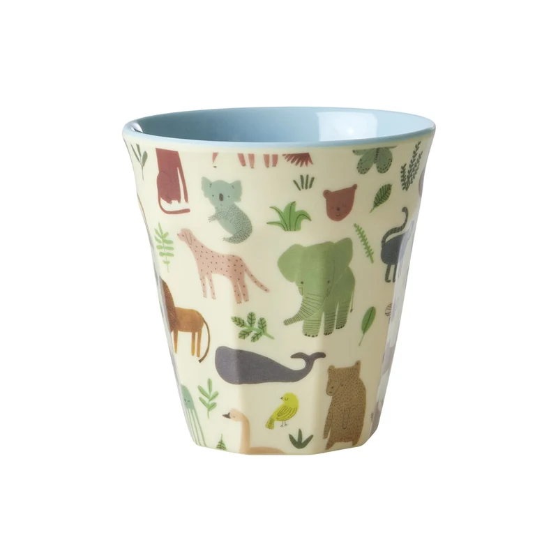 rice - Kindertasse mit Sweet Jungle-Print - Staubblau - Klein, 160ml