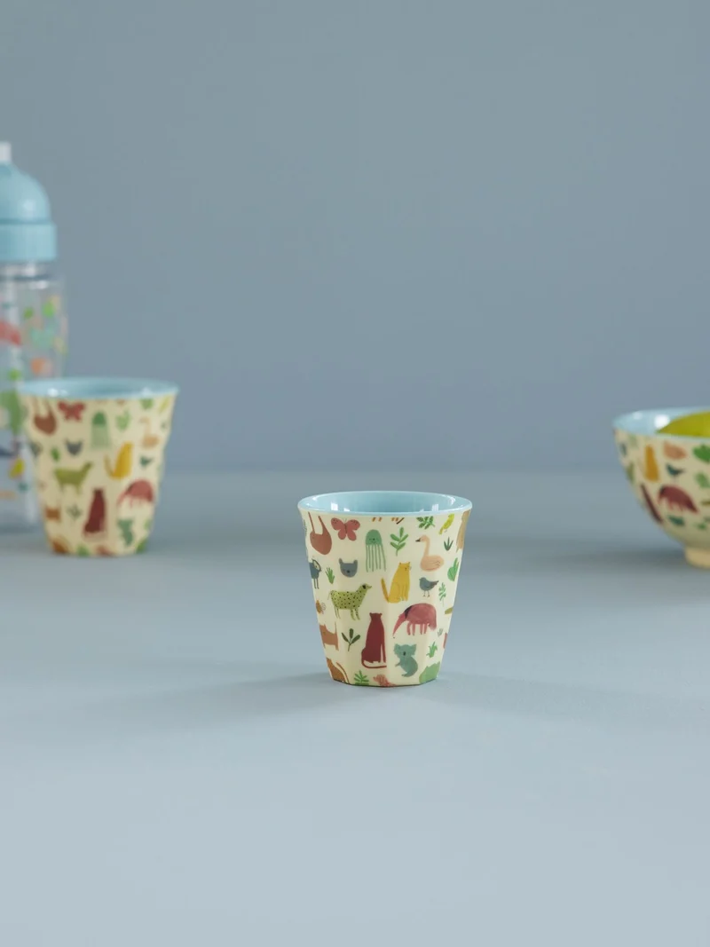 rice - Kindertasse mit Sweet Jungle-Print - Staubblau - Klein, 160ml