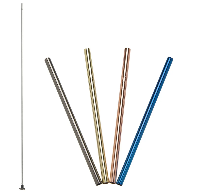 LURCH Trinkhalme EDS gerade 18cm 4 Farben inkl. flexibler Reinigungsbürste