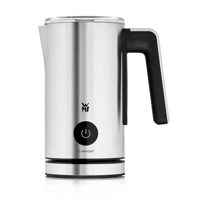 WMF Stelio Milchaufschäumer elektrisch, 500 Watt, 150-250 ml, Antihaftbeschichtung, kabellos, für Milchschaum heiss und kalt, heiße Schokolade, cromargan matt/silber