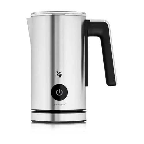 WMF Stelio Milchaufschäumer elektrisch, 500 Watt, 150-250 ml, Antihaftbeschichtung, kabellos, für Milchschaum heiss und kalt, heiße Schokolade, cromargan matt/silber