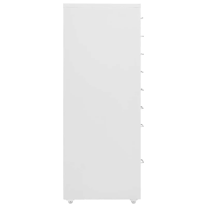 Aktenschrank mit Rollen Grau Metall 28x41x109 cm 8 Schubladen Büroschrank für Büro Arbeitszimmer Homeoffice mit Namensschildhalter und Leichter Reinigung