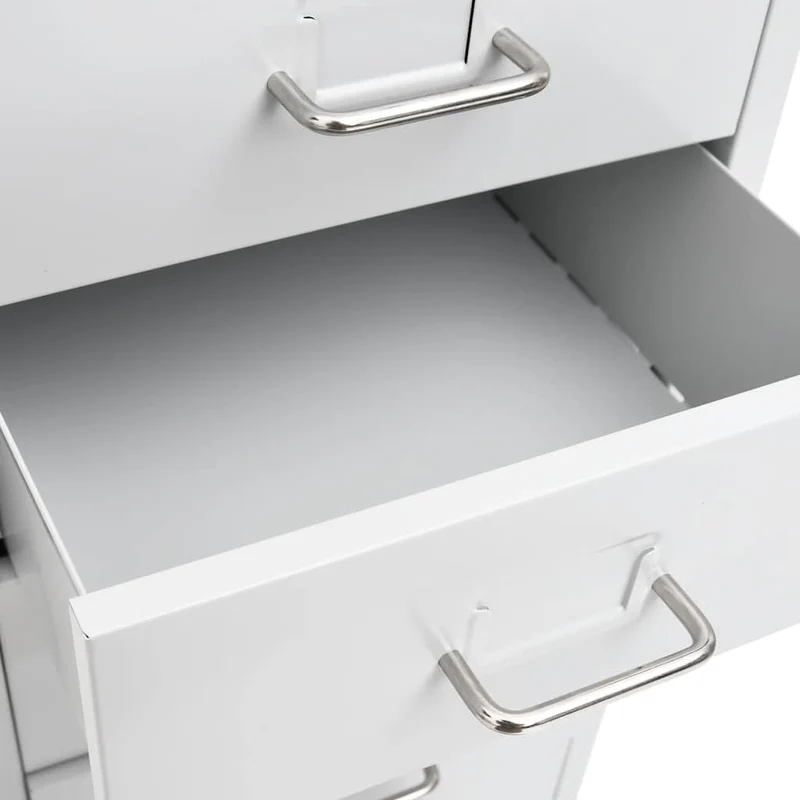 Aktenschrank mit Rollen Grau Metall 28x41x109 cm 8 Schubladen Büroschrank für Büro Arbeitszimmer Homeoffice mit Namensschildhalter und Leichter Reinigung