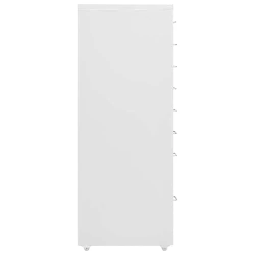 Aktenschrank mit Rollen Grau Metall 28x41x109 cm 8 Schubladen Büroschrank für Büro Arbeitszimmer Homeoffice mit Namensschildhalter und Leichter Reinigung