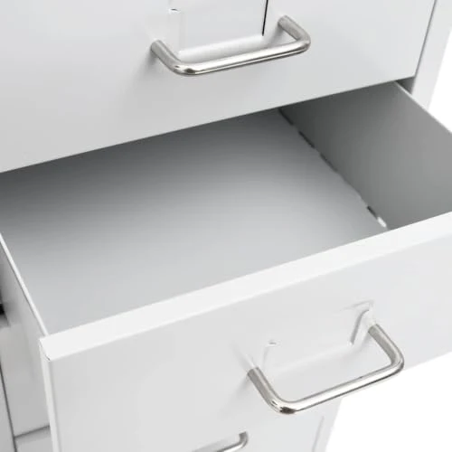 Aktenschrank mit Rollen Grau Metall 28x41x109 cm 8 Schubladen Büroschrank für Büro Arbeitszimmer Homeoffice mit Namensschildhalter und Leichter Reinigung