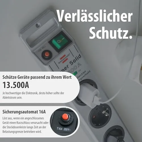 Brennenstuhl Super-Solid, Steckdosenleiste 5-Fach mit Überspannungsschutz