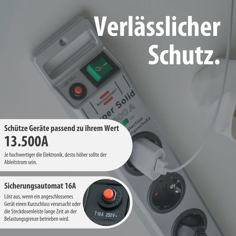 Brennenstuhl Super-Solid, Steckdosenleiste 5-Fach mit Überspannungsschutz