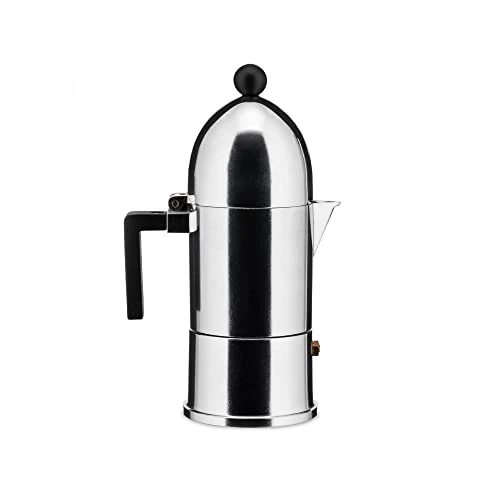 Alessi "LA CUPOLA" Espressomaschine 3. Tassen aus Gußaluminium, Griff und Knopf aus PA, schwarz