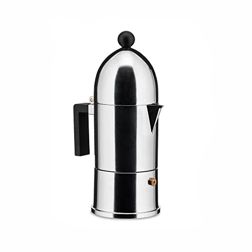 Alessi "LA CUPOLA" Espressomaschine 3. Tassen aus Gußaluminium, Griff und Knopf aus PA, schwarz
