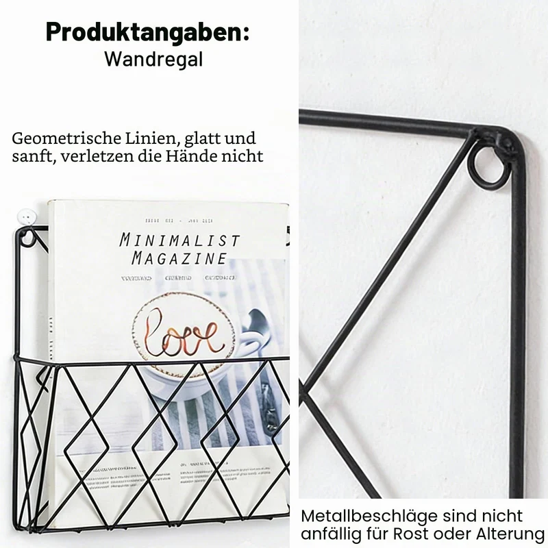 YUDAWN 2 Stück Zeitschriftenhalter Wand, Zeitungshalter Wand Metall 25x26cm Wandorganizer Hängend Aktenablage Dokumentenhalter Magazin Organizer für Zuhause Büro Schwarz