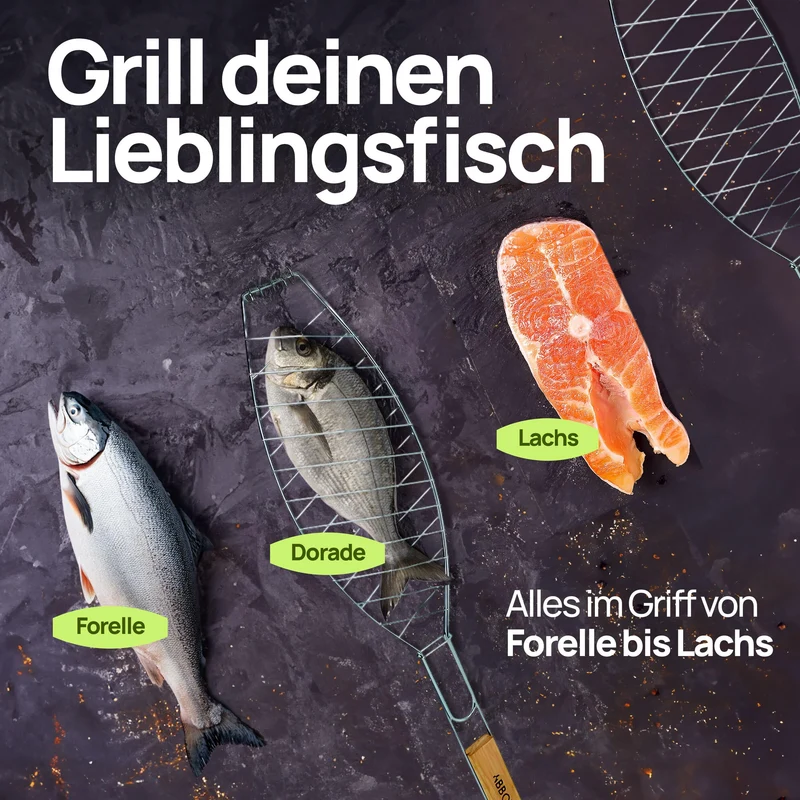 ToCi 4X Fischgriller Silber mit Holzgriff