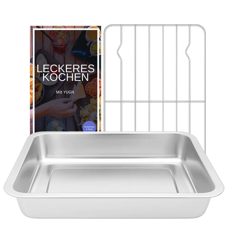 Bräter mit Rost Edelstahl 36x27x7 cm Backofen Spülmaschinenfest