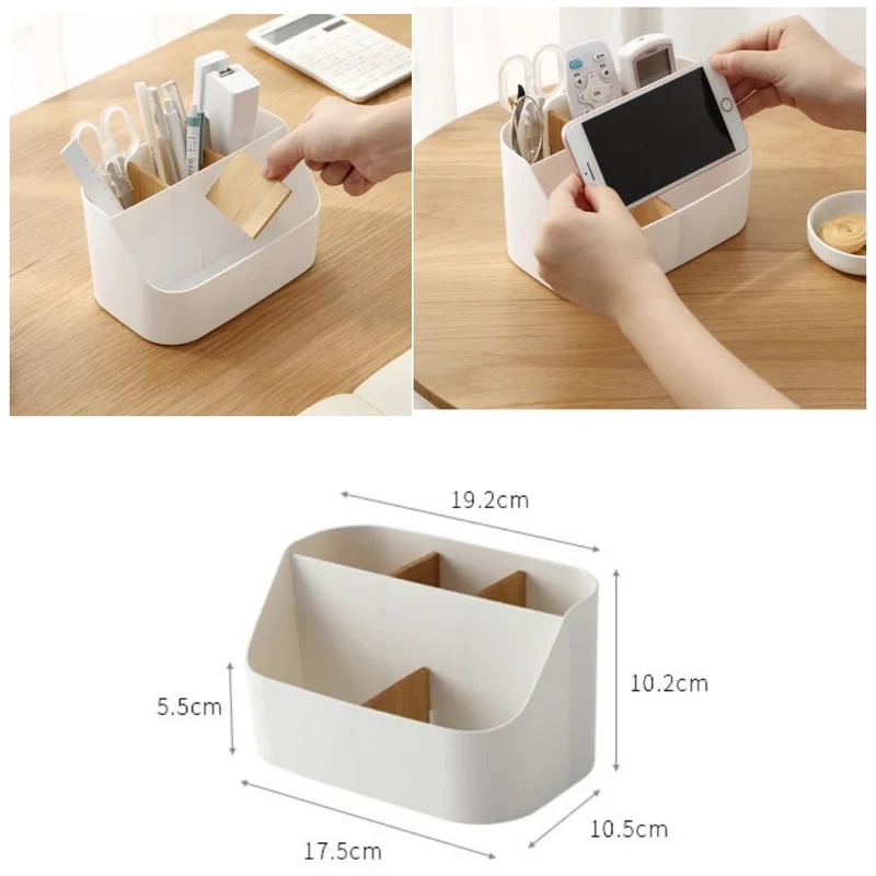 Rhys 5 Fächer Bambus Büro Organizer, Multifunktional Aufbewahrungsbox,Desk Organizer, für Smartphones, Kosmetika, Stifte, Kleine GegenstäNde Verwendet Werden, Weiß