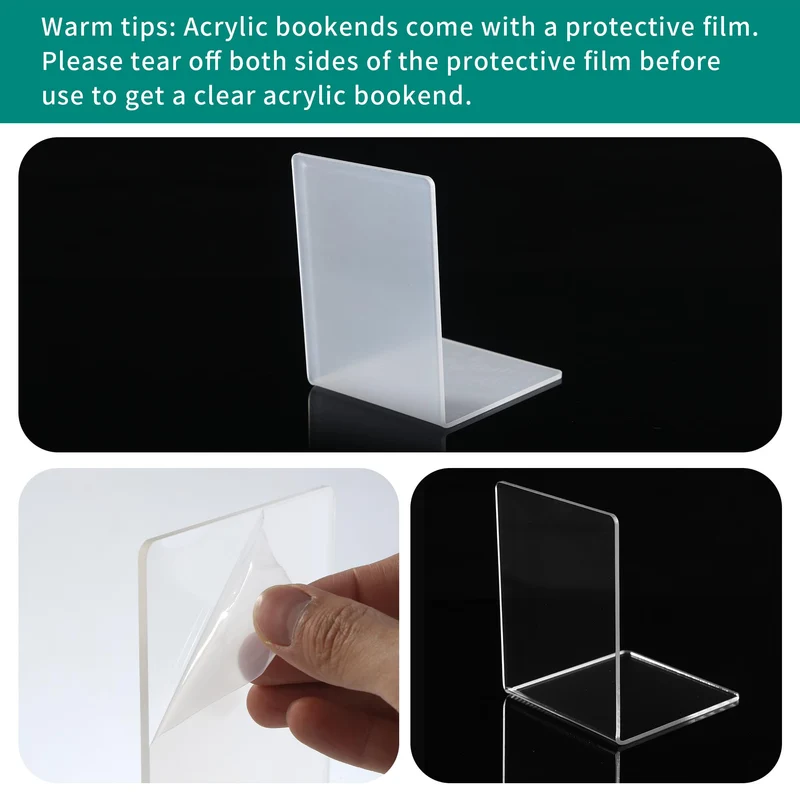 10 Stück Transparenten Buchstützen-Set, 40 Stück Anti-Rutsch-Pad-Acryl-Buchstütze, 3mm verdickt Stück Klarer Buchständer kann für Buchhalter, Bibliotheks-Buchständer, Bücherstützen, Büro-Bookends
