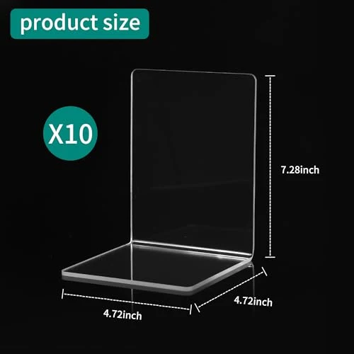 10 Stück Transparenten Buchstützen-Set, 40 Stück Anti-Rutsch-Pad-Acryl-Buchstütze, 3mm verdickt Stück Klarer Buchständer kann für Buchhalter, Bibliotheks-Buchständer, Bücherstützen, Büro-Bookends