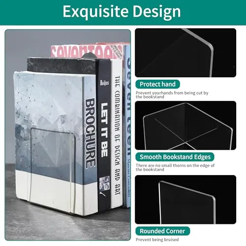 10 Stück Transparenten Buchstützen-Set, 40 Stück Anti-Rutsch-Pad-Acryl-Buchstütze, 3mm verdickt Stück Klarer Buchständer kann für Buchhalter, Bibliotheks-Buchständer, Bücherstützen, Büro-Bookends