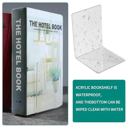 10 Stück Transparenten Buchstützen-Set, 40 Stück Anti-Rutsch-Pad-Acryl-Buchstütze, 3mm verdickt Stück Klarer Buchständer kann für Buchhalter, Bibliotheks-Buchständer, Bücherstützen, Büro-Bookends