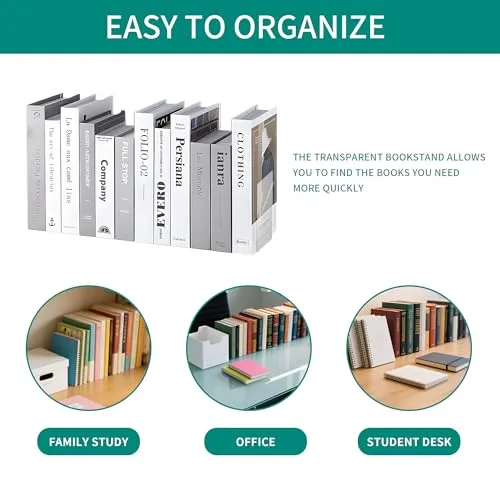 10 Stück Transparenten Buchstützen-Set, 40 Stück Anti-Rutsch-Pad-Acryl-Buchstütze, 3mm verdickt Stück Klarer Buchständer kann für Buchhalter, Bibliotheks-Buchständer, Bücherstützen, Büro-Bookends