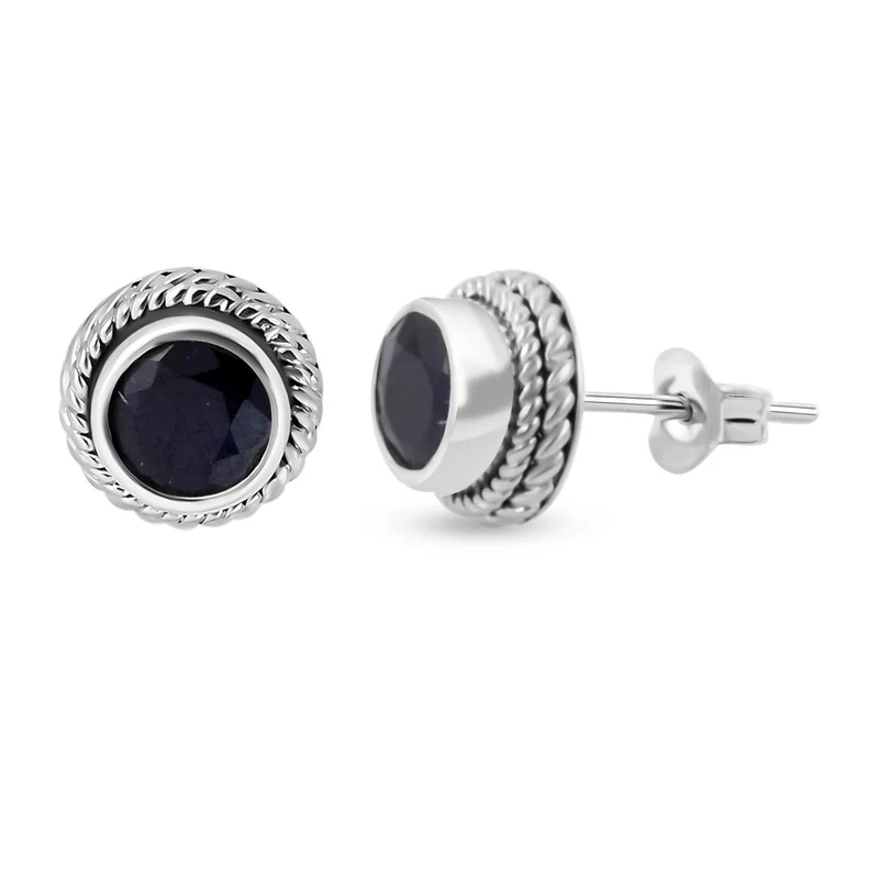 Royal Bali - Blauer Saphir Ohrringe 925 Silber ca. 1.50 ct