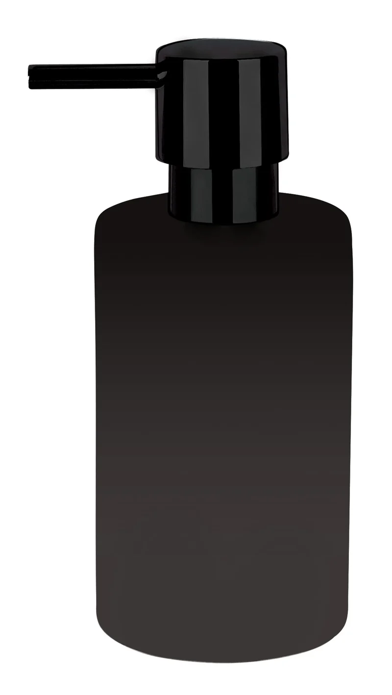 Spirella Seifenspender Tube | mit Edelstahlpumpe | Flüssigseifen-Spender | Porzellan | 300ml | Langliebig und Robust | matt schwarz, Keramik, Noir Mat
